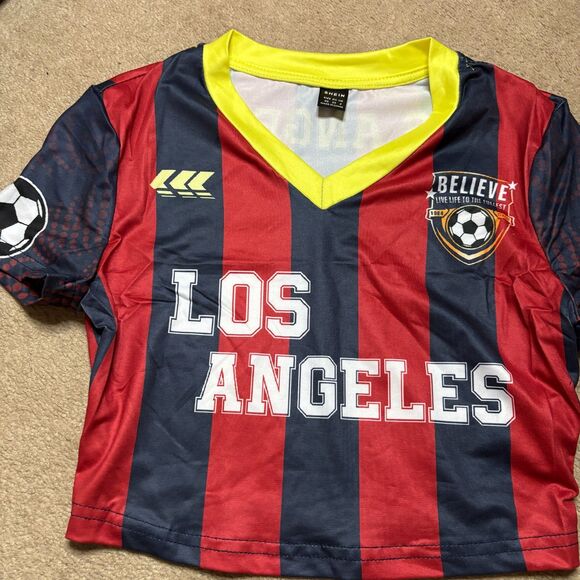 Shein NWT Los Angeles Cropped Jersey Graphic Short Sleeve Tee XS - Picture 7 of 7